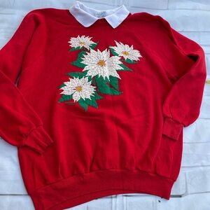 Red Floral Embroidered Sweater